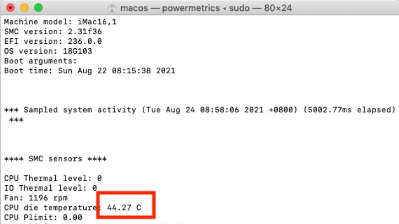 see or check or monitor cpu temp on mac