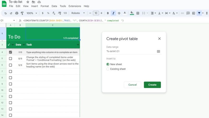 ways to create pivot table in google sheets