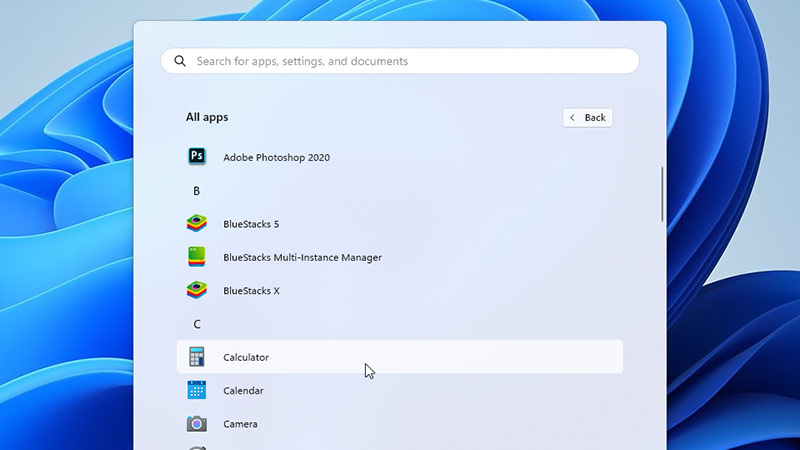 apps home screen windows 11
