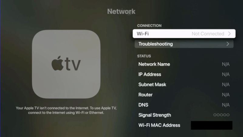 connect Apple TV to wifi without remote