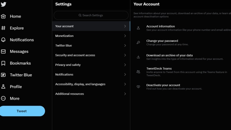 deactivate twitter account from browser and iphone