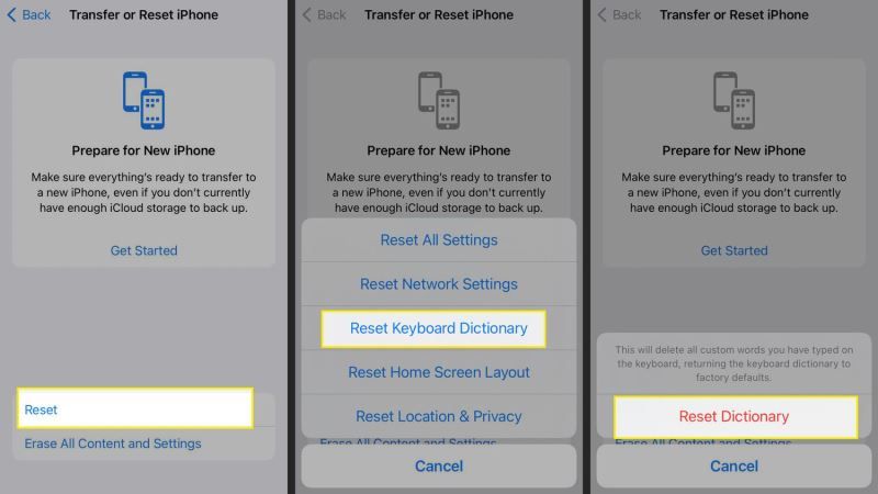 lear word suggestions or predictive text on iPhone