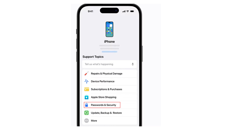 Use Apple Support app to Recover Apple ID password