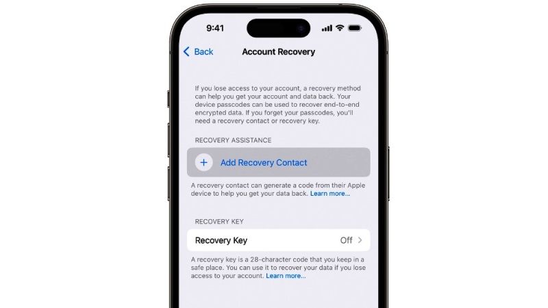 set up a recovery account if you forgot your apple account