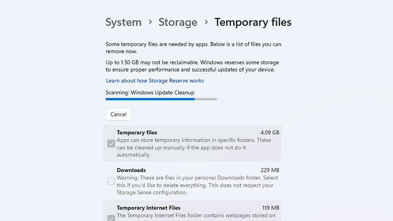 clear cache windows 11