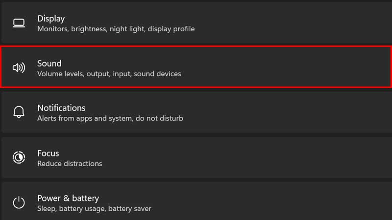 Win 11 Sound Settings