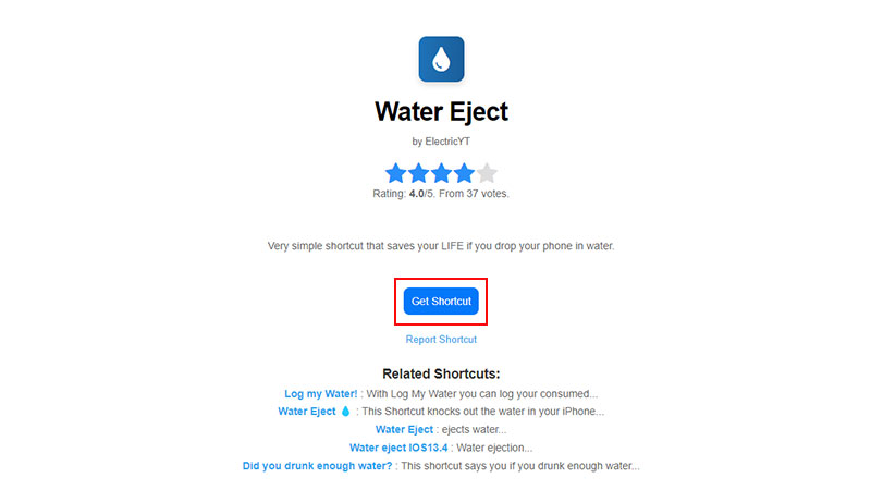Water Eject Shortcut