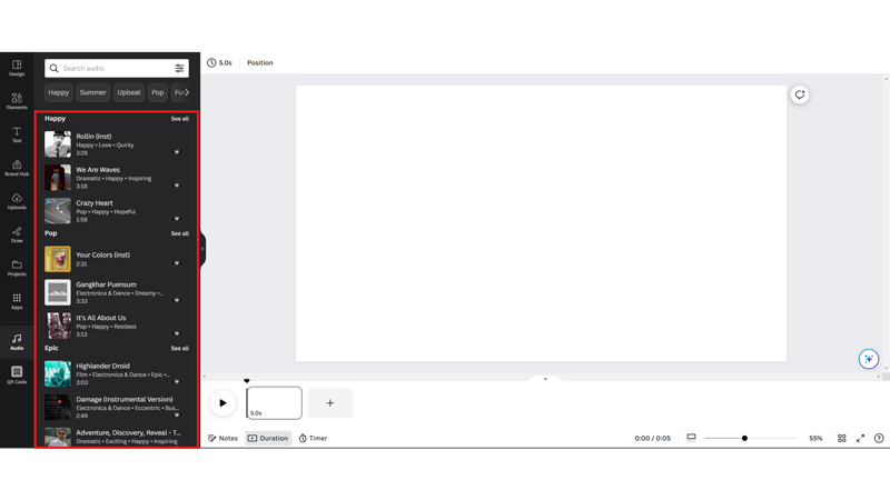 Add Music to Canva Video Desktop