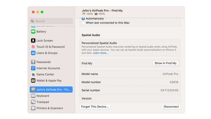 AirPods Pro Serial number Mac