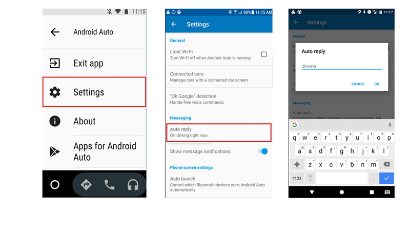 Set up Auto Reply Text on Android Auto