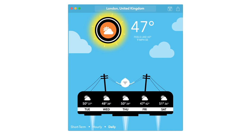 Carrot Weather app on Mac