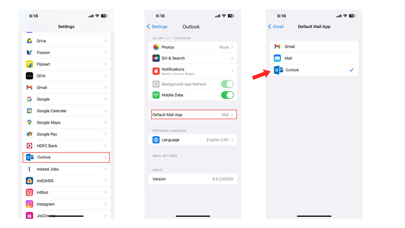 Fix Mails open on Hotmail on iPhone