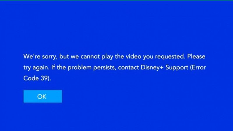 disney plus error code 39 fix