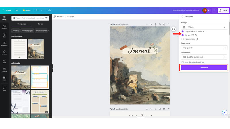 Canva pdf Journal PDF download