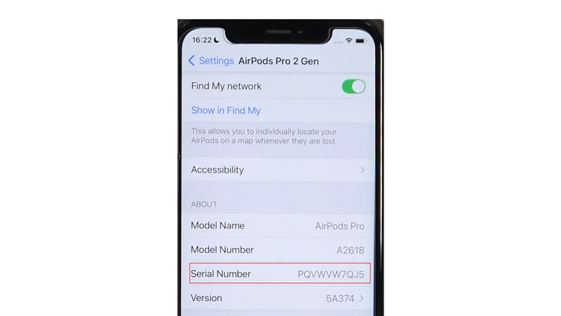 Find AirPods Pro Serial number