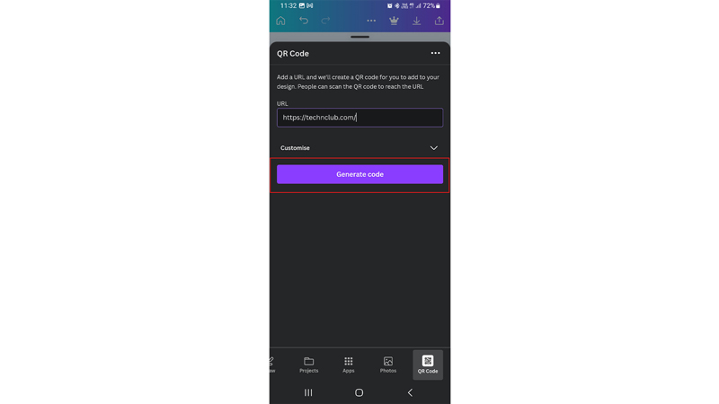 Generate QR Code on Canva Mobile