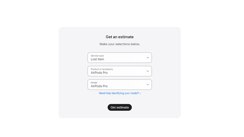Get AirPods Pro replacement Estimation