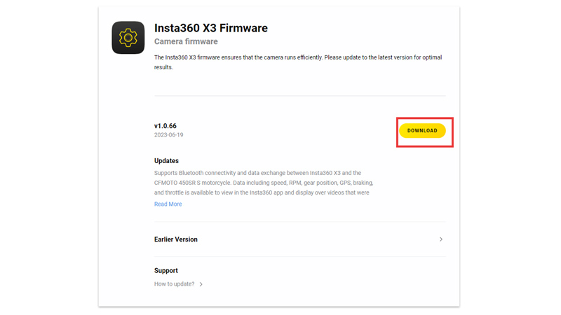 Install Firmware Update using the MicroSD card for Insta360 X3