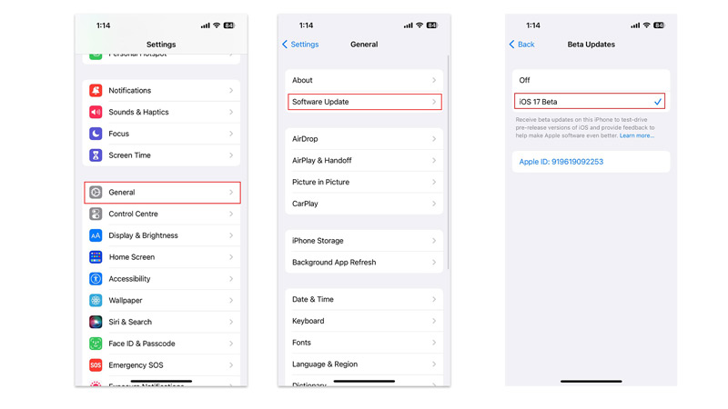 Update iOS 17 Beta