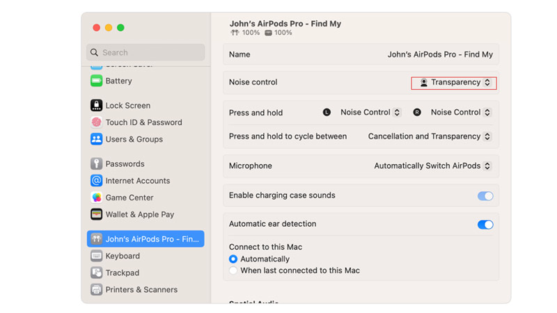 Enable AirPods Max Noise Cancellation mode on MacBook