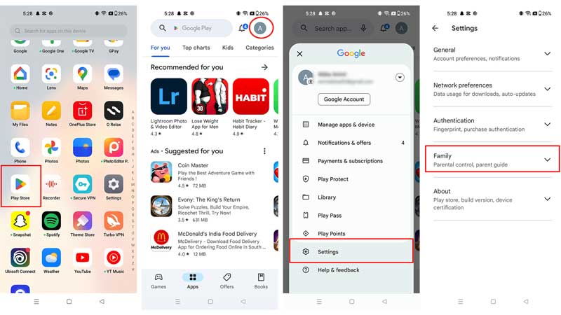 Play Store settings