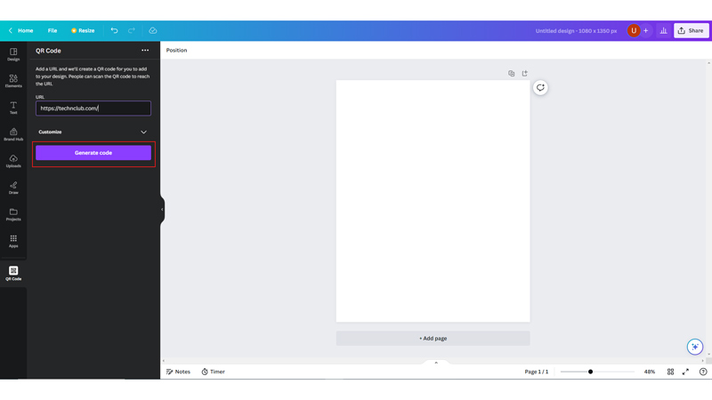 Generate QR Code on Canva