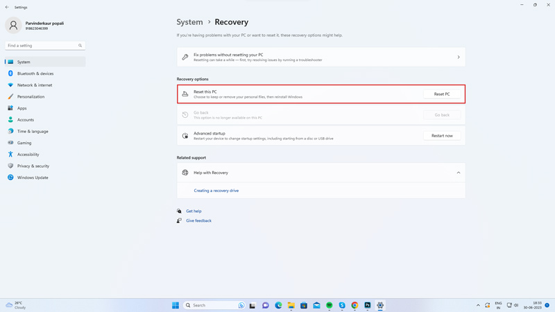 Reset Windows 11