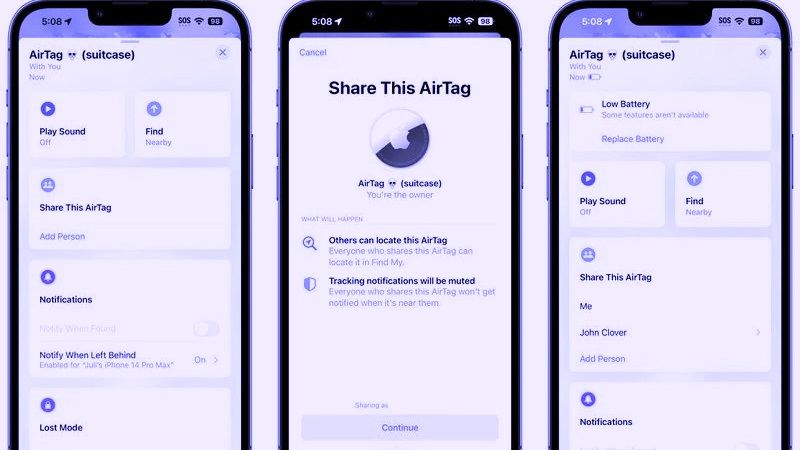 share airtag location with family