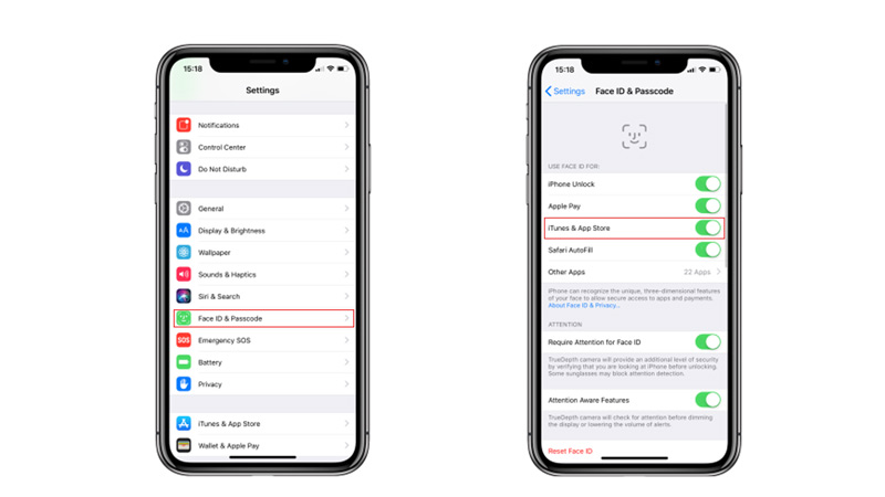 Turn on Face ID on App Store