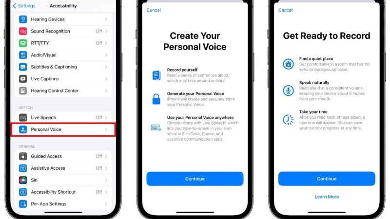 use personal voice in ios 17