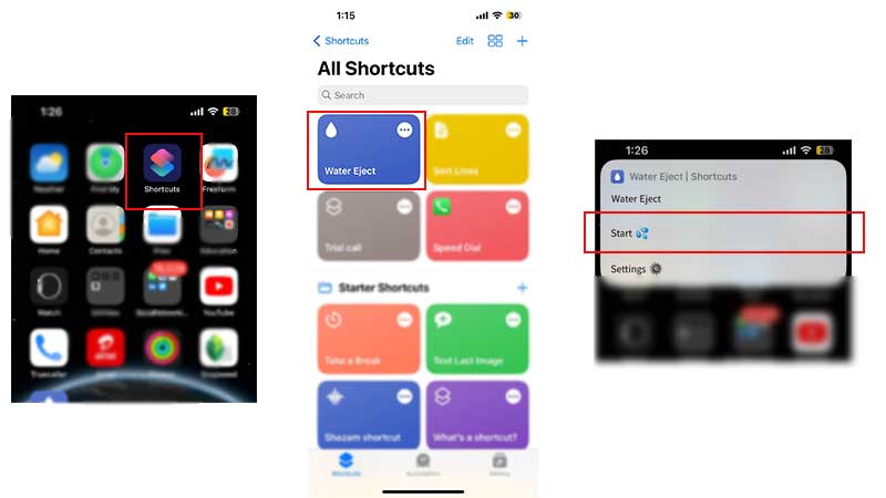 Using the shortcuts app