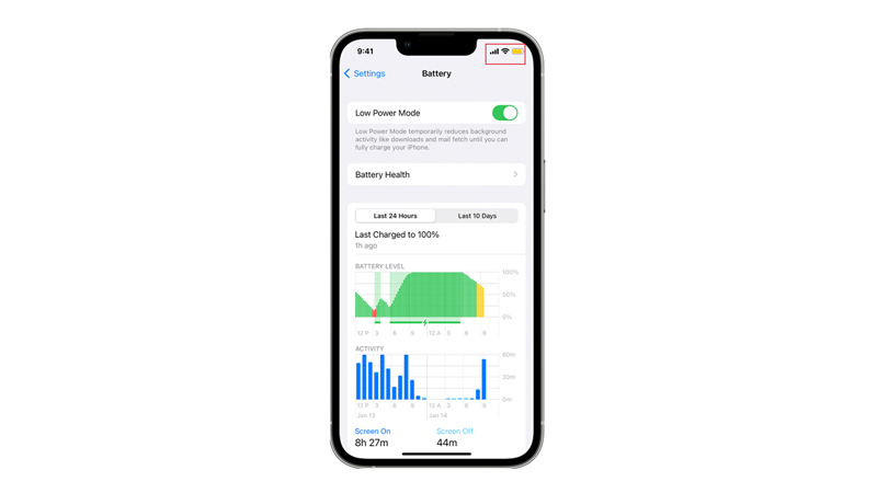 Yellow Battery icon on iPhone