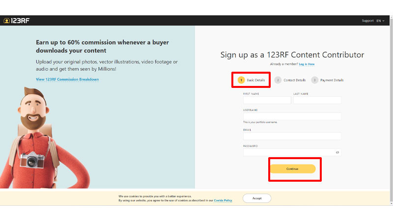 Application details for 123rf