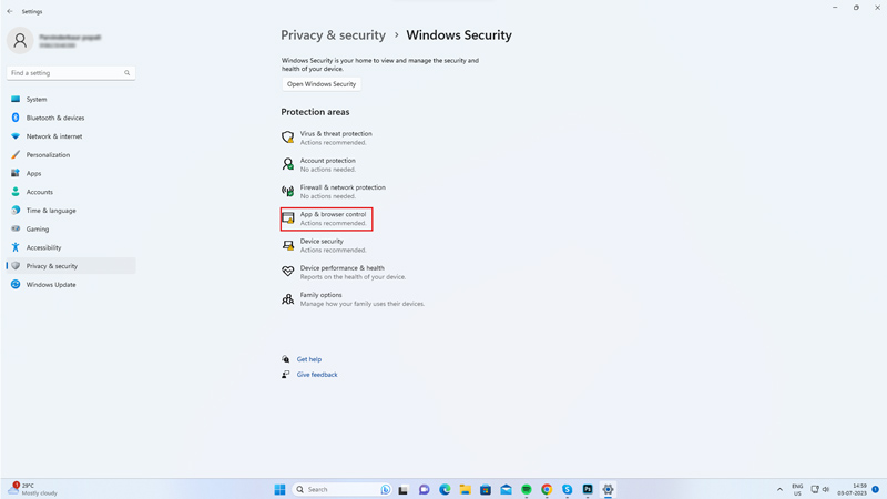 App and browser control on Windows 11