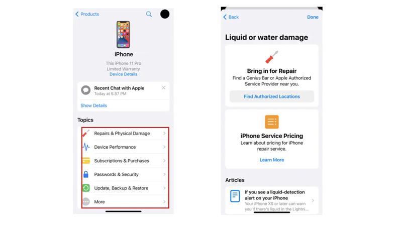 Live Chat on Apple Support App