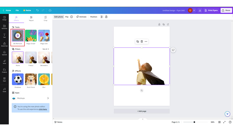 Remove background on Canva Desktop