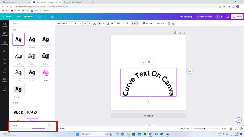 edit the curve