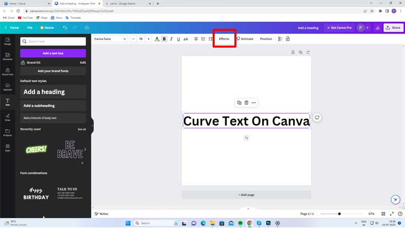 curve text