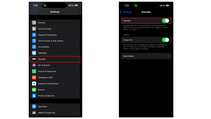 Enable StandBy Mode on iPhone