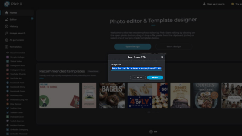 Fix "Open image with URL" error on Pixlr by verifying image URL