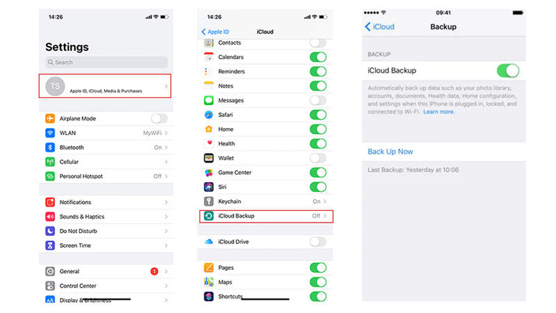 Backup iCloud iPhone to fix Screen Time auto-reset error