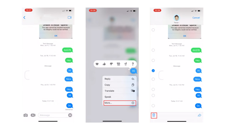 Delete Test message on both sides on iPhone using messages on iCloud feature