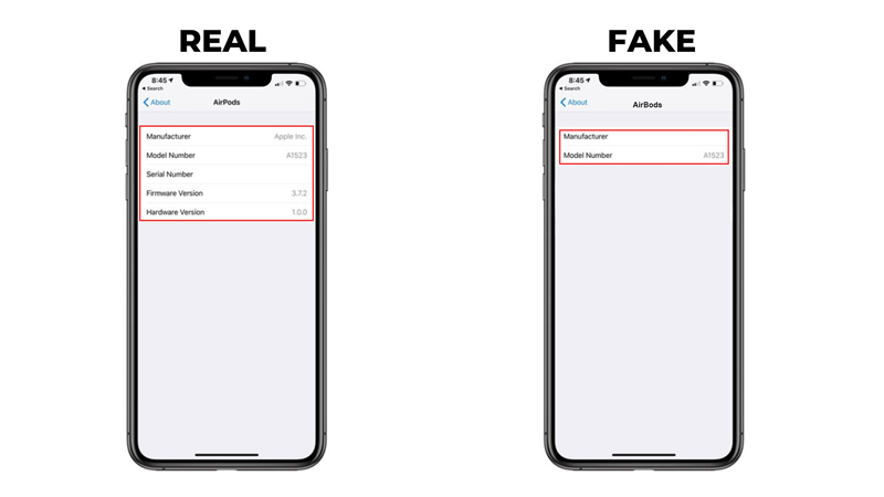 Connect AirPods to iPhone, iPad or Mac to know which is fake