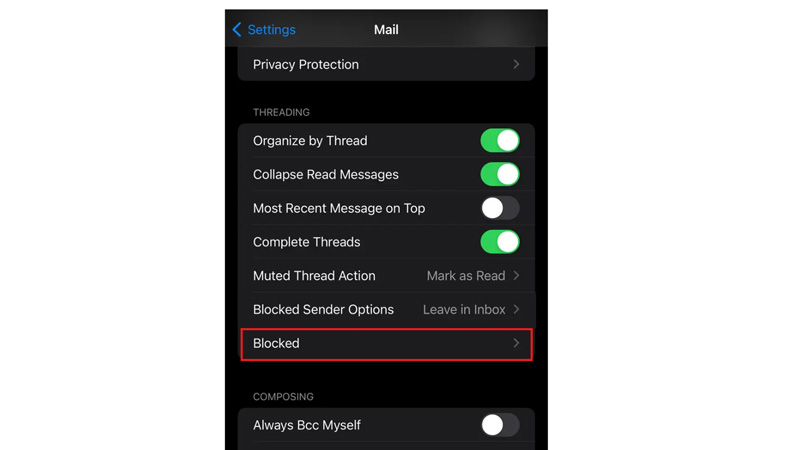 Stop receiving mails from the blocked sender on iPhone 14