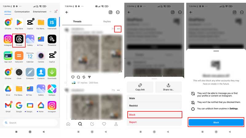 Block through posts