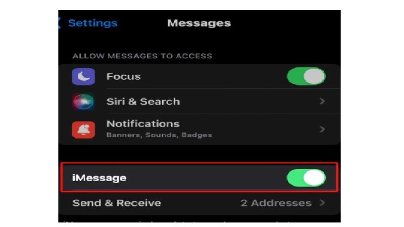 turn on imessage iphone 14