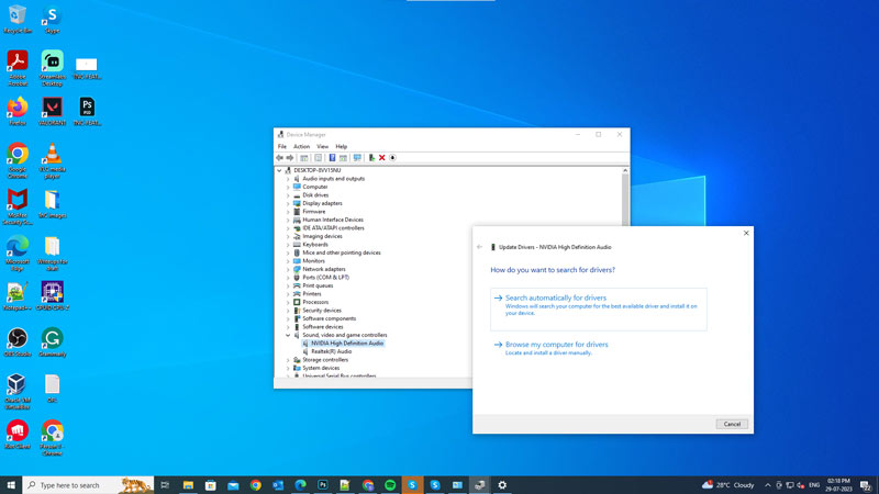 Update Sound Drivers to fix the Roblox Voice Chat Not Working Error on Windows