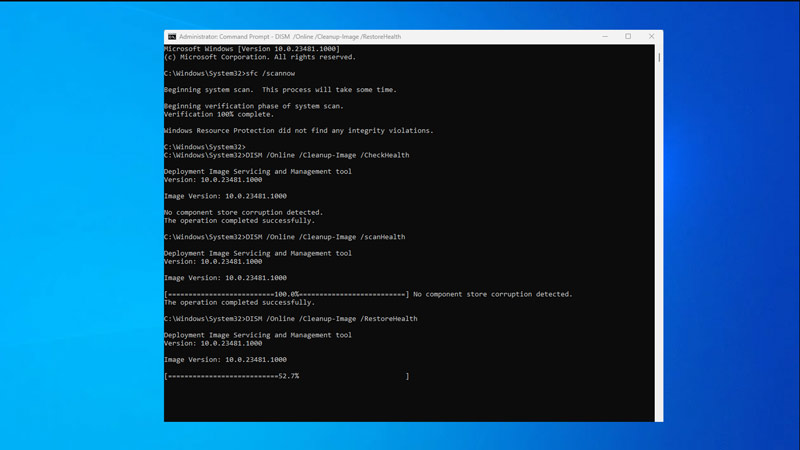 Check for Corrupted System Files fix KB5022834 fail to install error