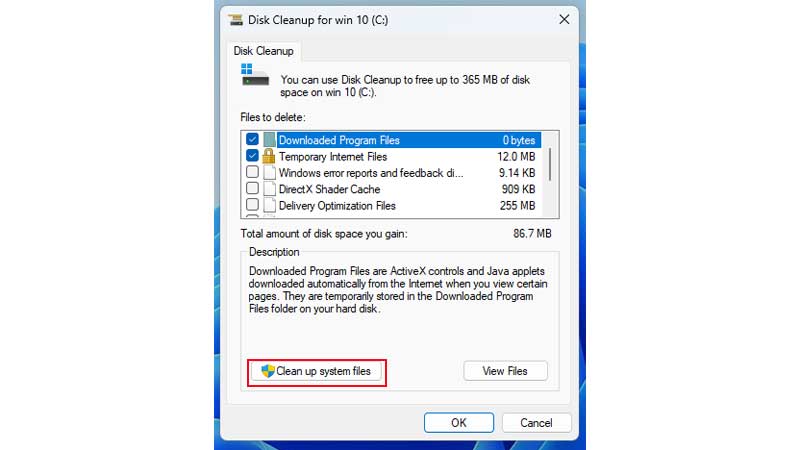 Clean up System Files on Windows 10