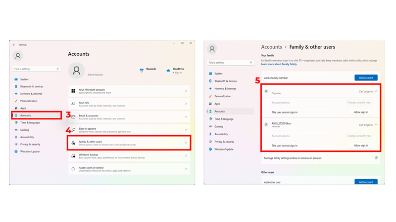 connecting to family group device